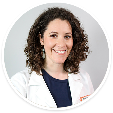 A circular portrait of Leorah Freeman, MD.